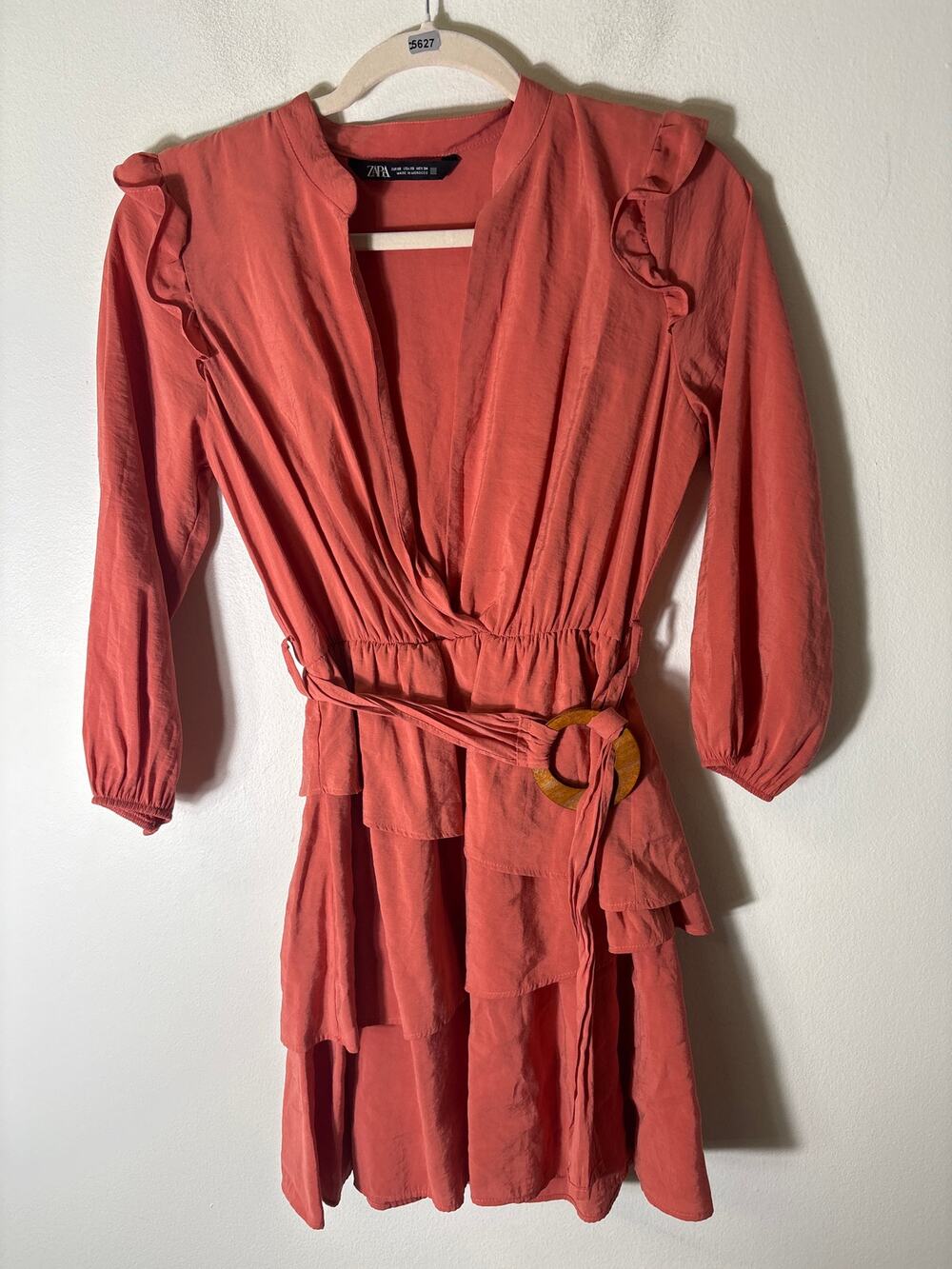 Zara Orange Long Sleeve Mini Dress Sz Xs